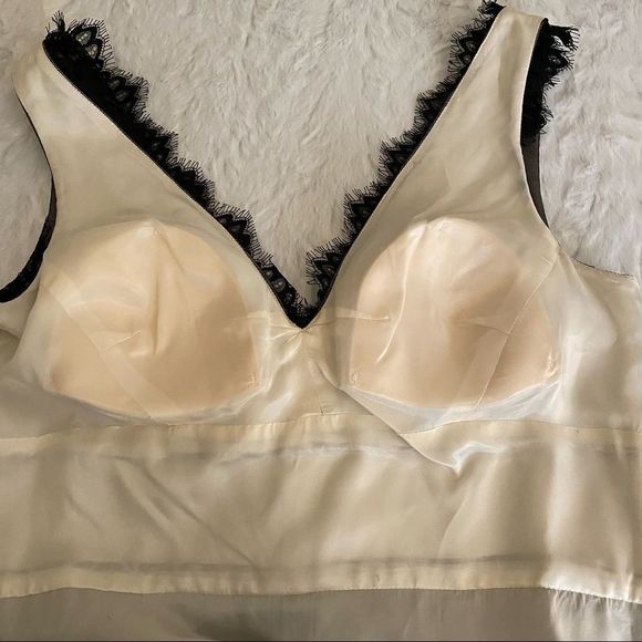 JS Collections Dress Lace Satin Sheath V Neck Black Nude Sleeveless Dress - Picture 10 of 15